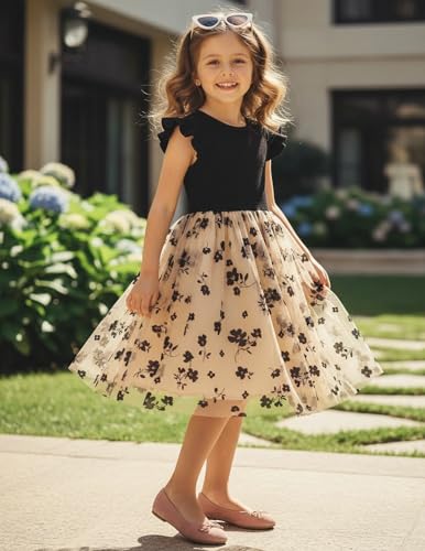Image of PATPAT Girl's Tulle Dress Tutu Party Birthday Poster Formal Fancy Flower Princess Dresses