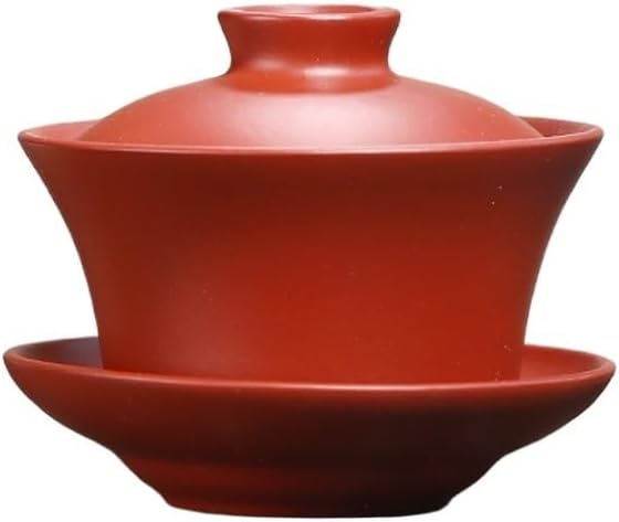 Sand Gaiwan Tea Cup Sancai Zisha Cover Bowl Travel Personal Kung Fu Set(white-Dinosaur Doodle4)