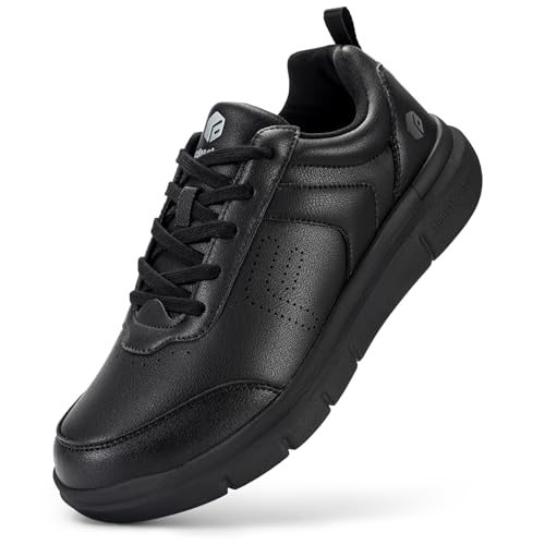 Fitville Extra Wide Buty Codzienne Męskie Super Miękkie Skórzane Trampki Sportowe Klasyczne Buty Sportowe Biznesowe Buty Sportowe Na Co Dzień Oddychające Buty Do Chodzenia Czarny 42 EU X-Szeroki