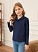 Haloumoning Girls Long Sleeve Polo Shirts Kids Peter Pan Collar School Uniform Shirts Cute Tops 5-14Y Navy