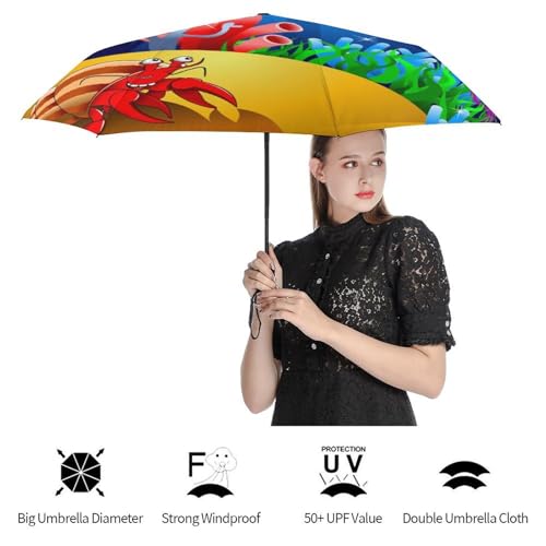 Parapluie pliant poisson automatique compact de voyage mixte - 4