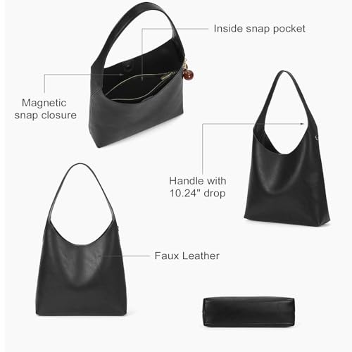 Image of Hobo Bags For Women Vegan Leather Shoulder Bag Tote For Women Medium Slouchy Designer Handbags Purses Fall Fashion
