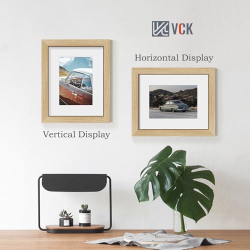 Image of VCK 8x10 Picture Frame 5 Pack, Oak Wood, 5x7 Mat, Glass, for Portrait