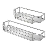 Kate and Laurel Ciel Modern Glam Metal Wall Shelf Set, Set of 2, Silver, Elegant Wall Decor and Stor