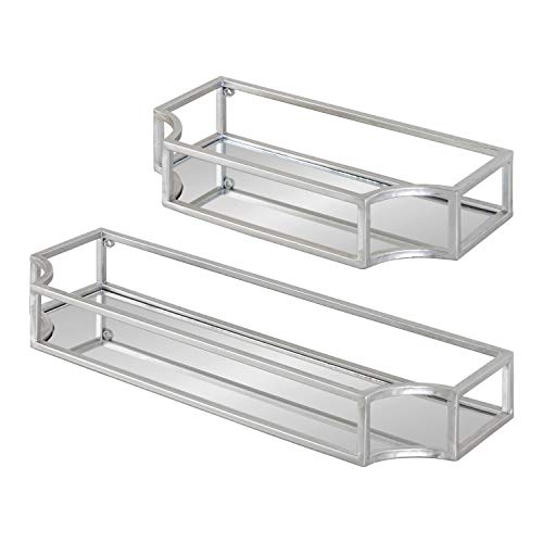 Kate And Laurel Ciel Modern Glam Metal Wall Shelf Set, Set Of 2, Silver, Elegant Wall Decor And Storage #TOP6