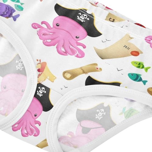 Cute Pink Octopuses Pirates Panties for Girl Girls Underwear Toddler Cotton Fun Print Briefs Kids Undies 2t4
