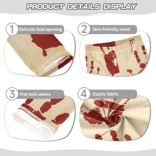 Retro Halloween Bloody Handprints Girls Leggings Stretchy Dance Pants for Kids3