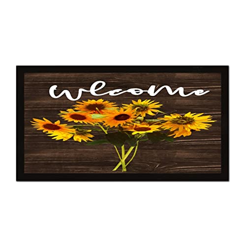 Décoration murale tournesol Welcome bois 30x55cm pour raviver un mur blanc et triste