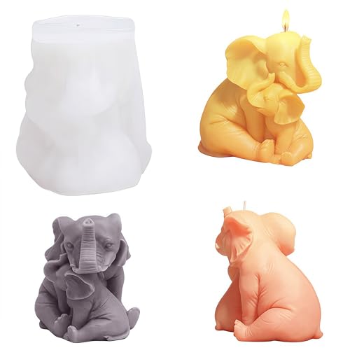 Animal Elephant Resin Casting Mold,3D Female Elephants and Baby Elephants Silicone Mold for Candle Making,for Epoxy Resin Casting Aromatherapy Soap Candle Molds