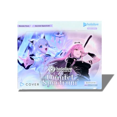 Hololive Official Card Game: Quintet Spectrum Booster Box | 12 Packs Anime TCG with Shirakami Fubuki Houshou Marine Mori Calliope & More | Premium Trading Card Collectible
