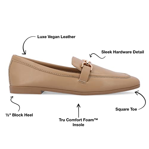 Image of Journee Womens Mizza Loafer Slip On Square Toe Dress Flats