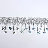 Gold/Silver Lace Trim Embroidery Lace Trim Star Beads Fringe Craft Lace for Sewing, Costumes, Gowns,