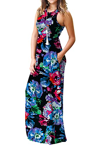 Image of DEARCASE Women's Sleeveless Summer Maxi Dress with Pockets,Beach,Vacation