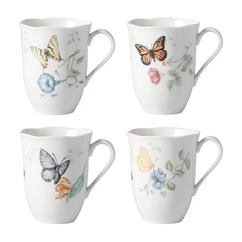 Image of Lenox Butterfly Meadow Porcelain Mug Set for 4, 12oz