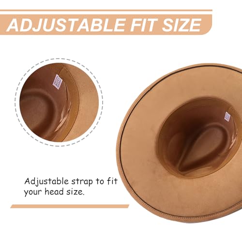 Image of Fedora Hats for Women Man with Big Wide Brim Classic Suede Panama Hat Western Outdoor hat