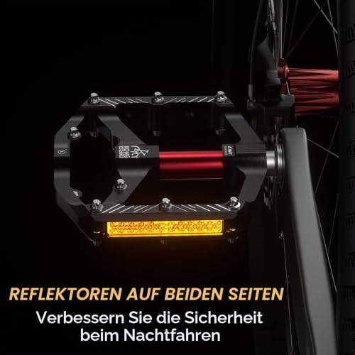 KADACHA Fahrradpedale,Plattformpedale mit Reflektoren, Leichtgewichtige Anti-Rutsch MTB Pedale, CNC Aluminium für Mountainbike, Rennrad… – Ansicht 5