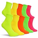 CUTIE MANGO Women's Colorful Neon Crew Socks Sports Vivid Color Crazy Fun (10 Pairs_5 Colors (2...