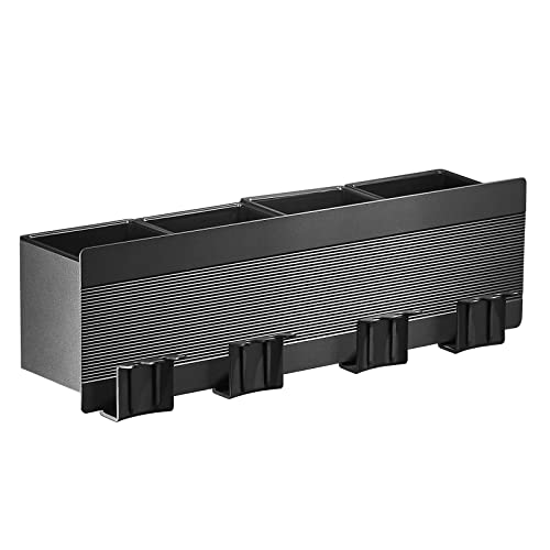Toothbrush Holder Wall Mounted, Self Adhesive Tooth Brush Holder, Bathroom Organizer For Toothbrush/Toothpaste/Cups, Matte Black, 4 Slots #TOP2
