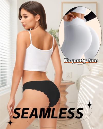 Image of LEVAO Seamless Underwear for Women No Show Ice Silk Bikini Breathable Hipster Wavy Sides Invisibles Panties 7 Pack S-XL