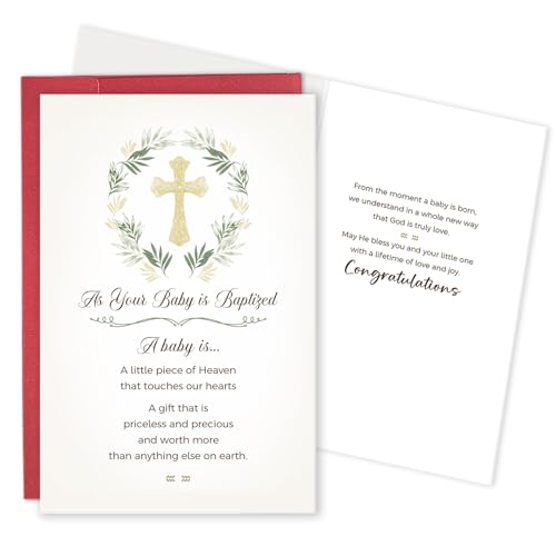 Qiavor Christian Baptism Card, Catholic Christening Card, Religious Baby Baptism