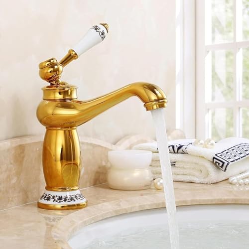 Robinet de lavabo en laiton avec mitigeur eau chaude et froide intégré
