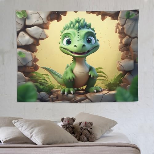 Tapisserie dinosaure mignon 150x200cm tenture murale impression 3D pour chambre