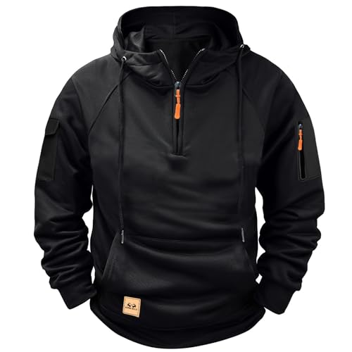 Hoodie Herren Pullover Langarm Sweatjacke Kapuzenjacke Herren Männer Kapuzenpullover Sweatshirt Warm mit Taschen Hoody Herren mit Kapuze (DE/NL/SE/PL, Alphanumerisch, XXL, Regular, Regular, Schwarz)