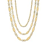 DJADEE Herren Kette Gold 750 vergoldet Premium Edelstahl 316L Plattenkette 5/8/10 mm Wasserfest Hypoallergen Hochglanzpoliert Geschenk Männer Halskette 18 Karat gestempelt (8 mm x 60 cm)