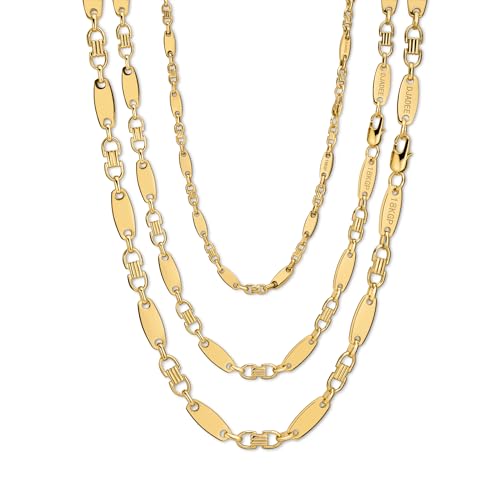 DJADEE Herren Kette Gold 750 vergoldet Premium Edelstahl 316L Plattenkette 5/8/10 mm Wasserfest Hypoallergen Hochglanzpoliert Geschenk Männer Halskette 18 Karat gestempelt (8 mm x 60 cm)