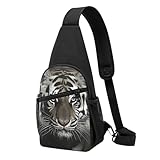 PAQOLSMCKR Mochila cruzada casual para hombres y mujeres, limones y hojas de limón, bolsa de viaje, Tigres blancos y negros, Talla única