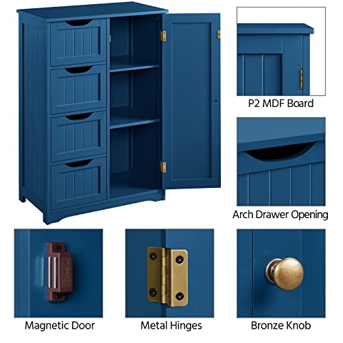 image for Yaheetech Wooden Bathroom Floor Cabinet, Side Storage Organizer Cabine