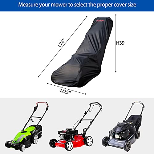 Eventronic Lawn Mower Cover, Heavy Duty 420D Marine Grade Fabric, Waterproof Push Mower Cover, Universal Lawn Mower Cover With Drawstring & Cover Storage Bag #TOP3