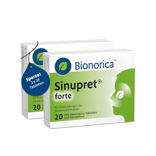 Sinupret forte - Pflanzlicher Schleimlöser bei Entzündungen der Nasennebenhöhlen - Doppelpack zum Sparpreis (2x20 Tabletten)