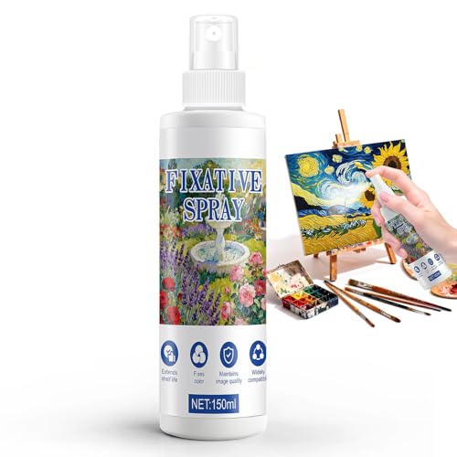 OverZyn Workable Fixative Spray for Art, Fixative Spray for Pencil Drawings, Fixative Spray for Pastels, Colorfast, Widely Applicable for Pastels Pastels Oil Pastels Acrylics Sketches Etc, 150ml
