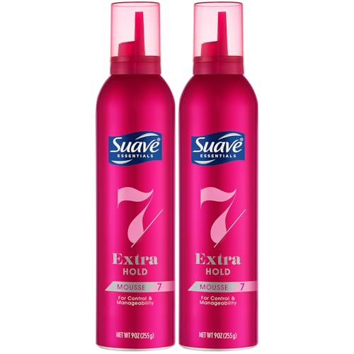Suave Extra Hold Mousse for Curly Hair, Wavy, All Hair Types, Moisturizing & Nourishing, Foam, Scented 9 oz (Pack of 2)