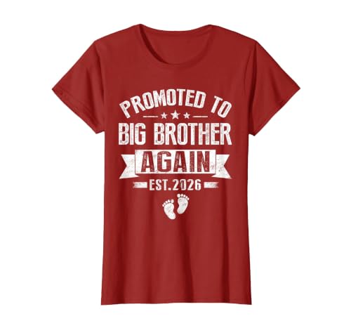 Promoted to Big Brother Again Est 2026 Announcement T-Shirt, Women, Cranberry Red, X-Small