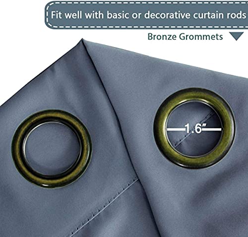 H.versailtex Blackout Room Darkening Grommet Window Curtains 96 Inch Long Bundle 2 Panels Blackout Curtain Valances, 52" W X 18" L, Stone Blue #TOP2