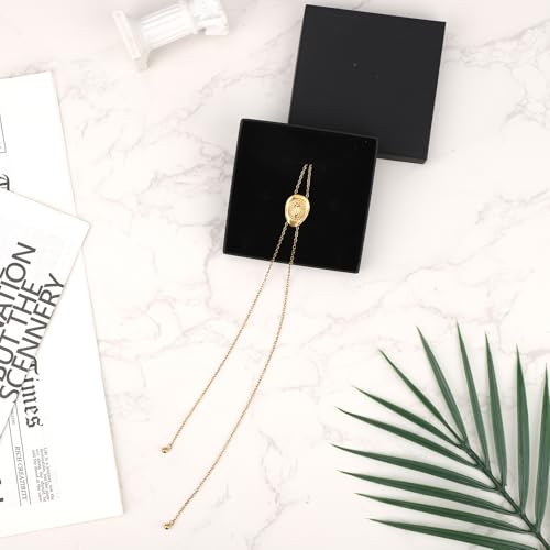 Gold Western Cowgirl Hat Necklace, Cowboy Accessories Vintage Bolo Tie Necktie Long Pendant Necklace Statement Trendy Jewelry Gift for Women Country Concert4