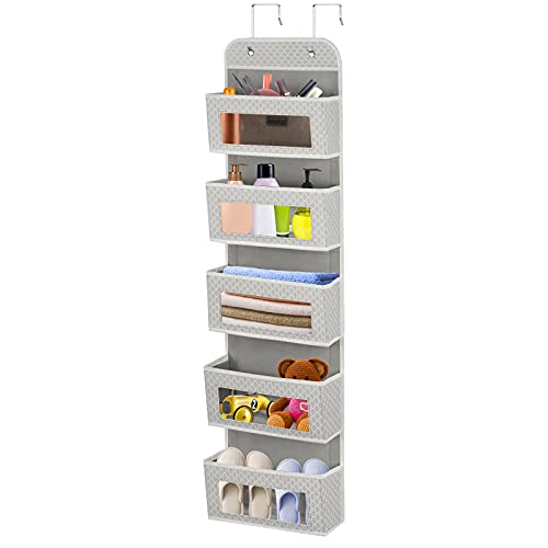 Organizer zum Aufhängen über der Tür mit 5 transparenten Fensterfächern, Organizer, Schrank, Kleiderschrank, Aufbewahrungs-Organizer für Kleidung, Toilettenartikel, Handtaschen und mehr Zubehör Cover