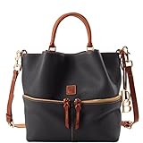 Dooney & Bourke Women's Dawson Satchel in Pebble Grain Leather, Medium Handbag with Detachable Shoulder Strap, Black
