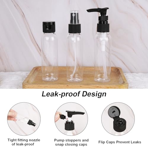 Travel Size Bottles for Toiletries 13 Pack 2oz TSA Approved Toiletry Bottles Leak Proof Travel Kit for Women Men TSA Clear Toiletry Bag Shampoo Lotion Skincare Cosmetic Container (Black) - Image 4
