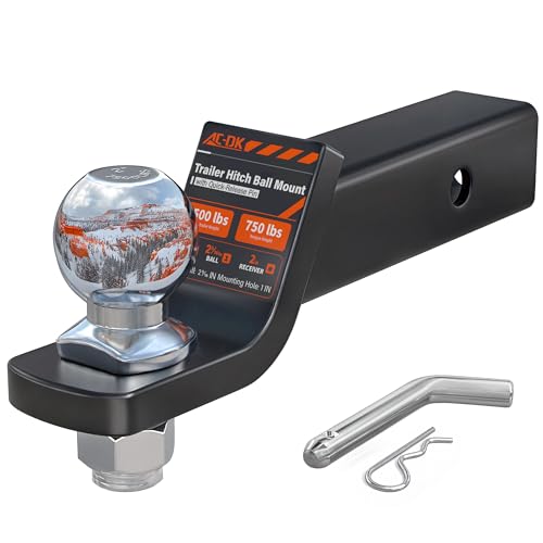 AC-DK Trailer Hitch Mount with 2-5/16-Inch Ball & Pin, Fits 2-Inch Receiver,2 inch Drop Hitch,7,500 lbs Capacity Ball Hitch, 750lbs TW