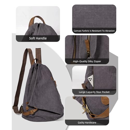 Image of KL928 Canvas Vintage Backpack - Large Casual Daypack Outdoor Travel Rucksack Hiking Backpacks for Men Women