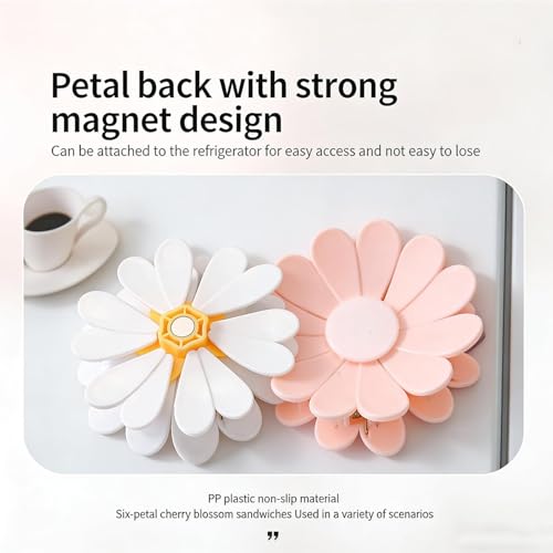 Daisy-Shaped Magnetic Food Clip & Fridge Magnet, Daisy Blossom Bag Clips, Cute Flower Food Sealing Clips, 1 Flower 6 Clips for Organizer, Kitchen, Office (6pcs)