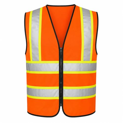 Image of VRITRAZ Unisex High Visibility Reflective Safety Vest | Multi-Pocket Safety Workwear Jacket for Construction Workers, Engineers, Security Guards, Factory & Road Safety Use