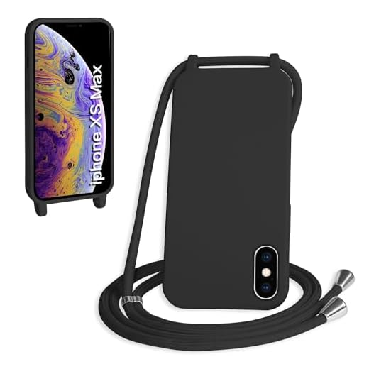 WenBaby Handykette für iPhone XS Max Hülle mit Band,Handyhülle mit Schnur zum Umhängen Silikon Seil Necklace Schutzhülle mit Kordel Tasche Case TPU Bumper für iPhone XS Max- Schwarz
