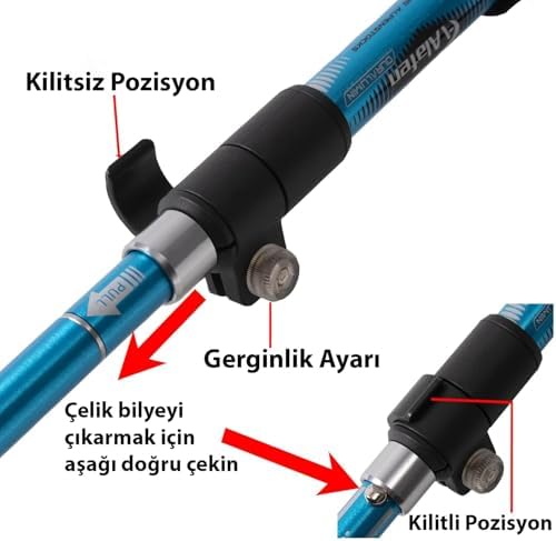 HyMark Trekking Hafif Katlanabilir 105-125cm Dağcı Doğa Kamp Yürüyüş Tırmanma Batonu - Görsel 6