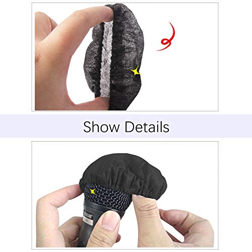 Sirozi 160 PCS Disposable Microphone Cover, Black Sanitary Windscreen No-woven Protection Cover for U-shaped and O-shaped Microphone Recording Studio Karaoke and KTV - Thumbnail 3