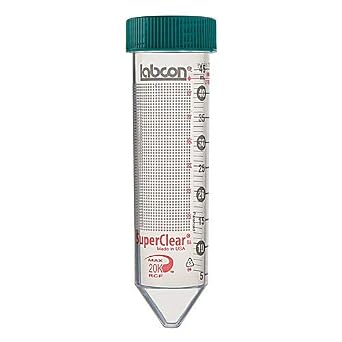 Labcon 3141-335-028-9, SuperClear Centrifuge Tube, 25 per Reusable Rack, Sterile, 15mL Capacity, Pack of 500