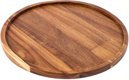 Image of Wooden Platter with 4 Tea Coasters - Elegant Serving Set for Home and Cafe